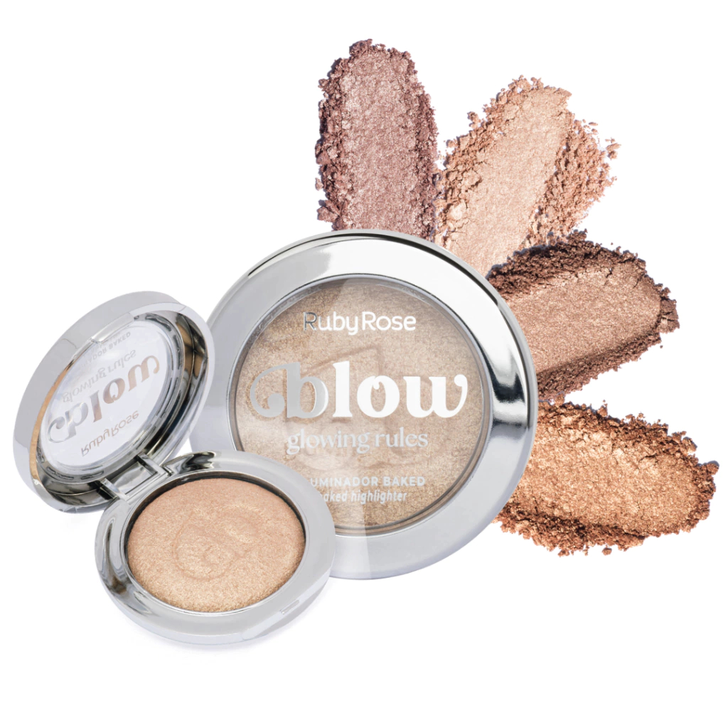 Lançamento Iluminador Compacto Baked Glowing Rules Linha Blow By Ruby Rose HBM704 - Assado / Brilho