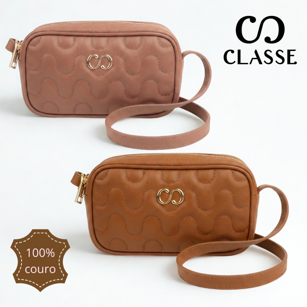 Bolsa Feminina Classe Couro Legitimo Transversal Tiracolo Pequena Bag Matelasse