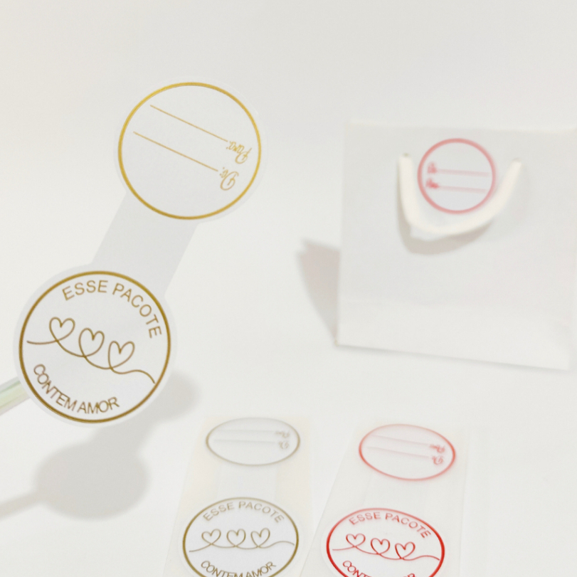 Lacre Adesivo Para Sacola 'Esse Pacote Contém Amor' De/Para em Oferta na Shopee