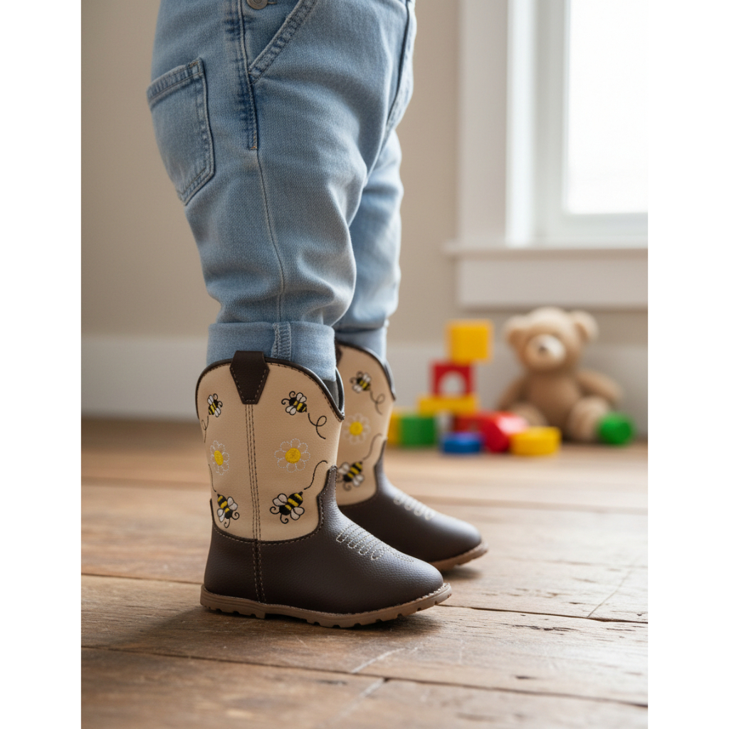 Bota Infantil Country Menino Menina Texana Botinha Bebê Sapatinho Baby Confortável Macio Farmfun