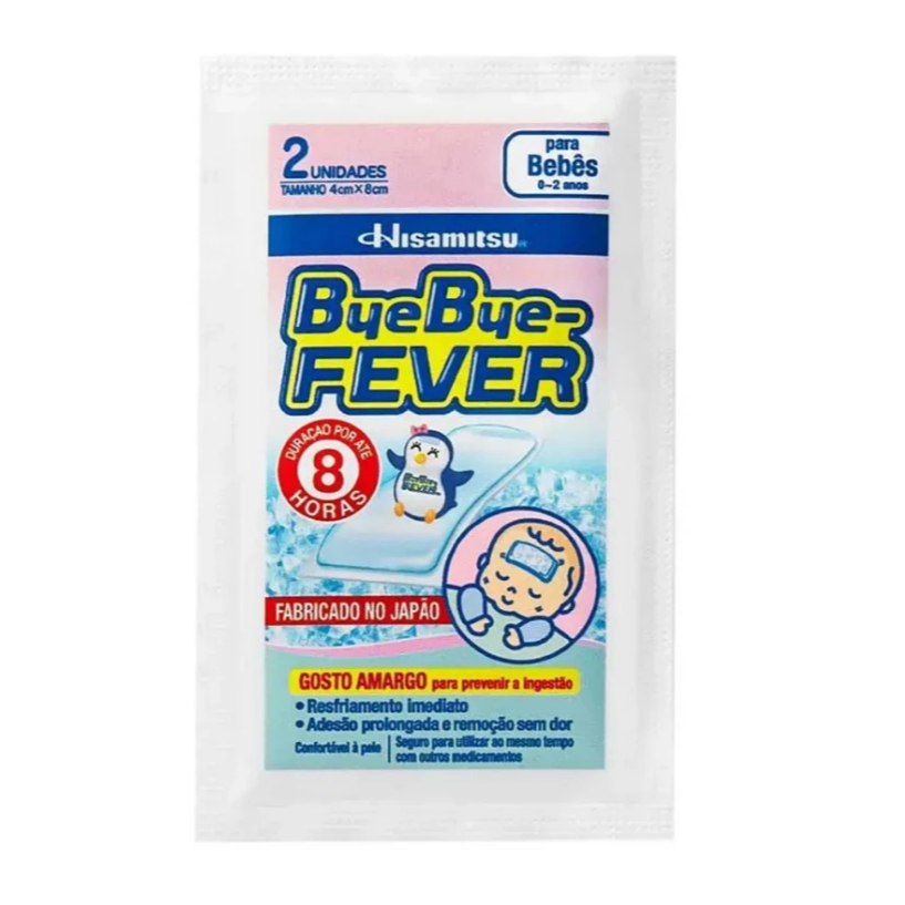 Adesivo Bye Bye Febre Rosa para crianças de 0 a 2 anos – 2 unidades. em Oferta na Shopee