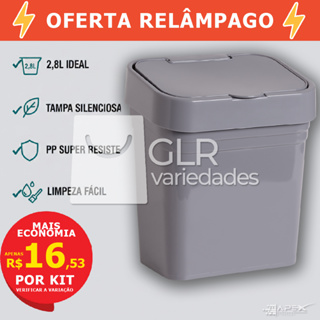 Lixeira lixo de Pia 2,8L Plástica Reforçada com Tampa Para Cozinha Banheiro Mesa Escritório Moderna em Oferta na Shopee