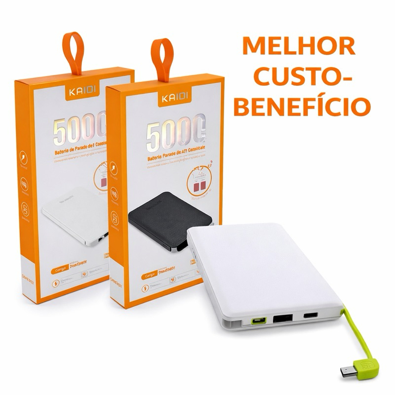 Power Bank Kaidi KD-952 5000mAh Original Slim Carregador Portátil Universal Android iPhone em Oferta na Shopee