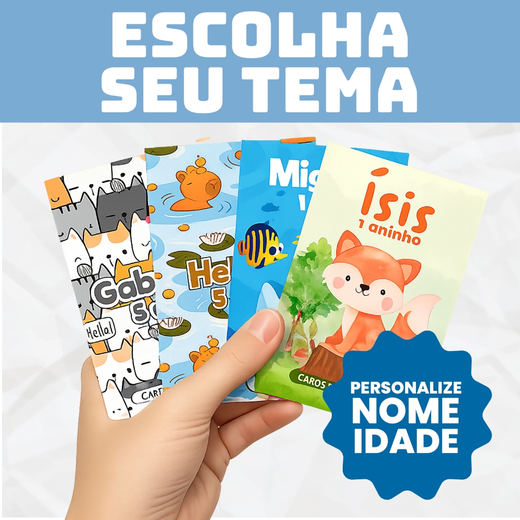 Cards Colorir Pintar Varios Temas Personalizado com Nome 50/75/100/125/150
