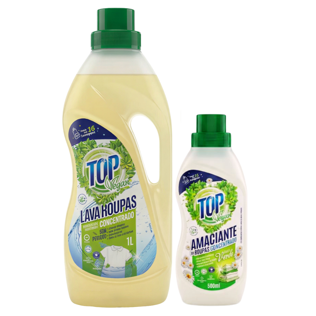 Sabão Liquido Para Roupas Vegano Sem Aroma + Amaciante Hipoalergenico Magia Verde Top Vegan