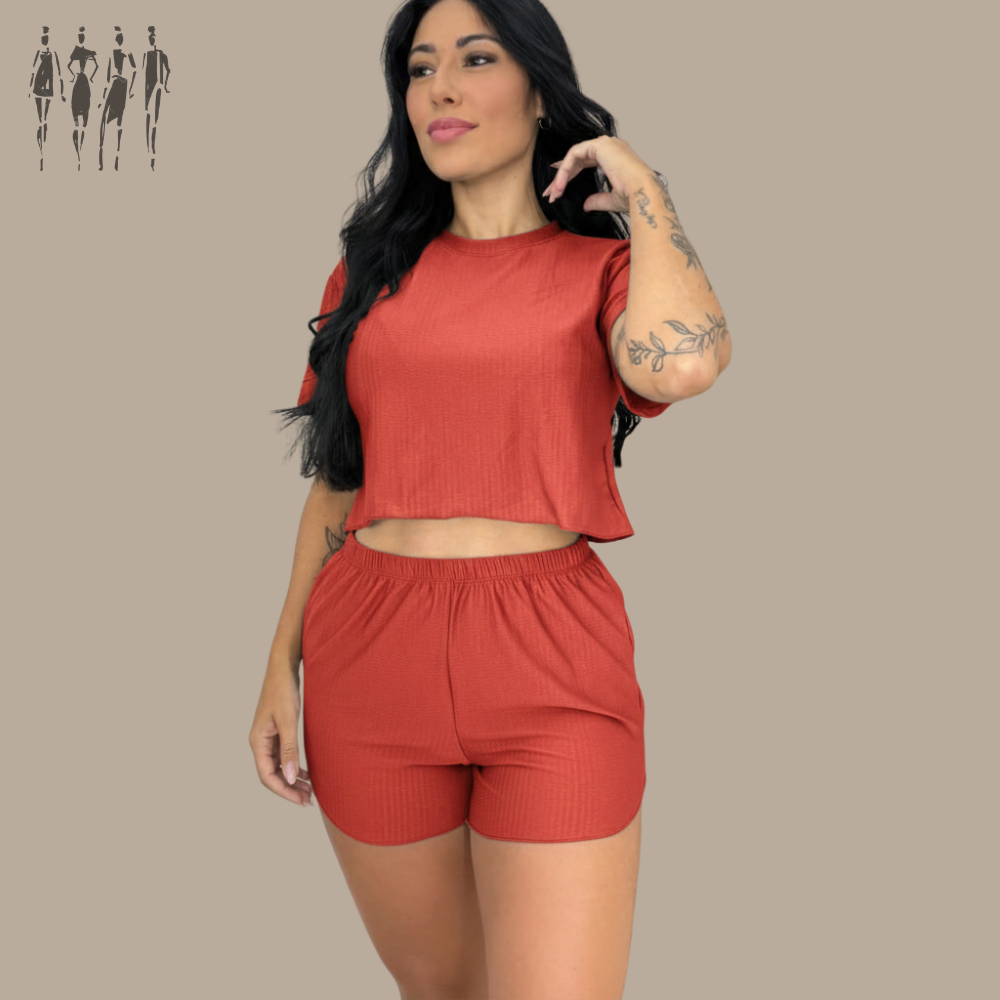Conjunto Dry Fit Feminino Short e Blusa Cropped T-shirt Estiloso Academia e lazer em Oferta na Shopee