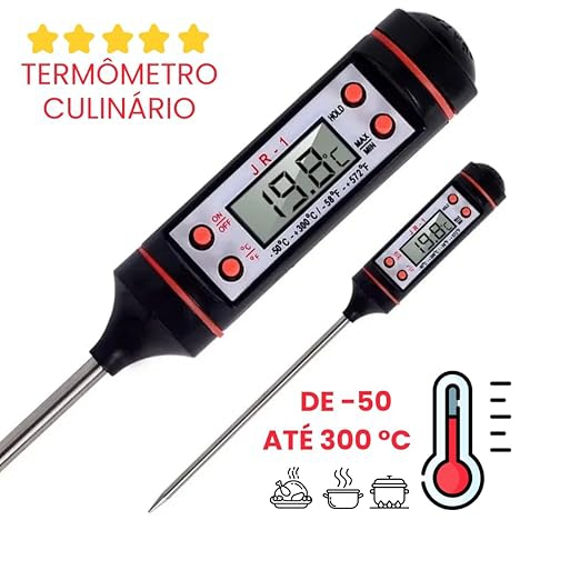 Termômetro Digital Culinário Espeto Sonda Cozinha Carne Leite Bebidas -50°C a 300°C Alta Precisão