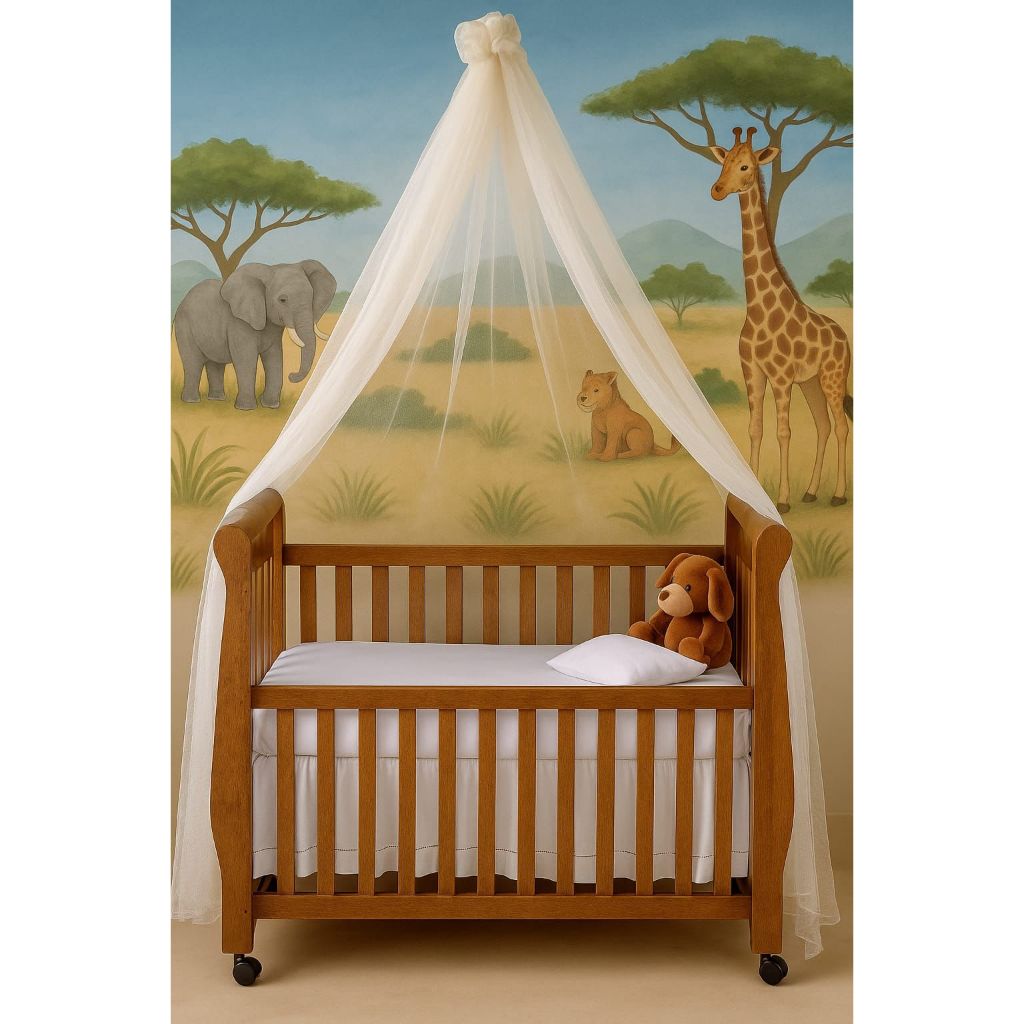 Mosqueteiro para berço de bebe para proteção quarto infantil de véu cor branca envio já promoção