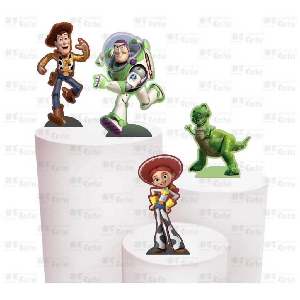 Kit de Display 4 de 20cm Totens para Decoração de Festa Toy Story em MDF Cortado a Laser