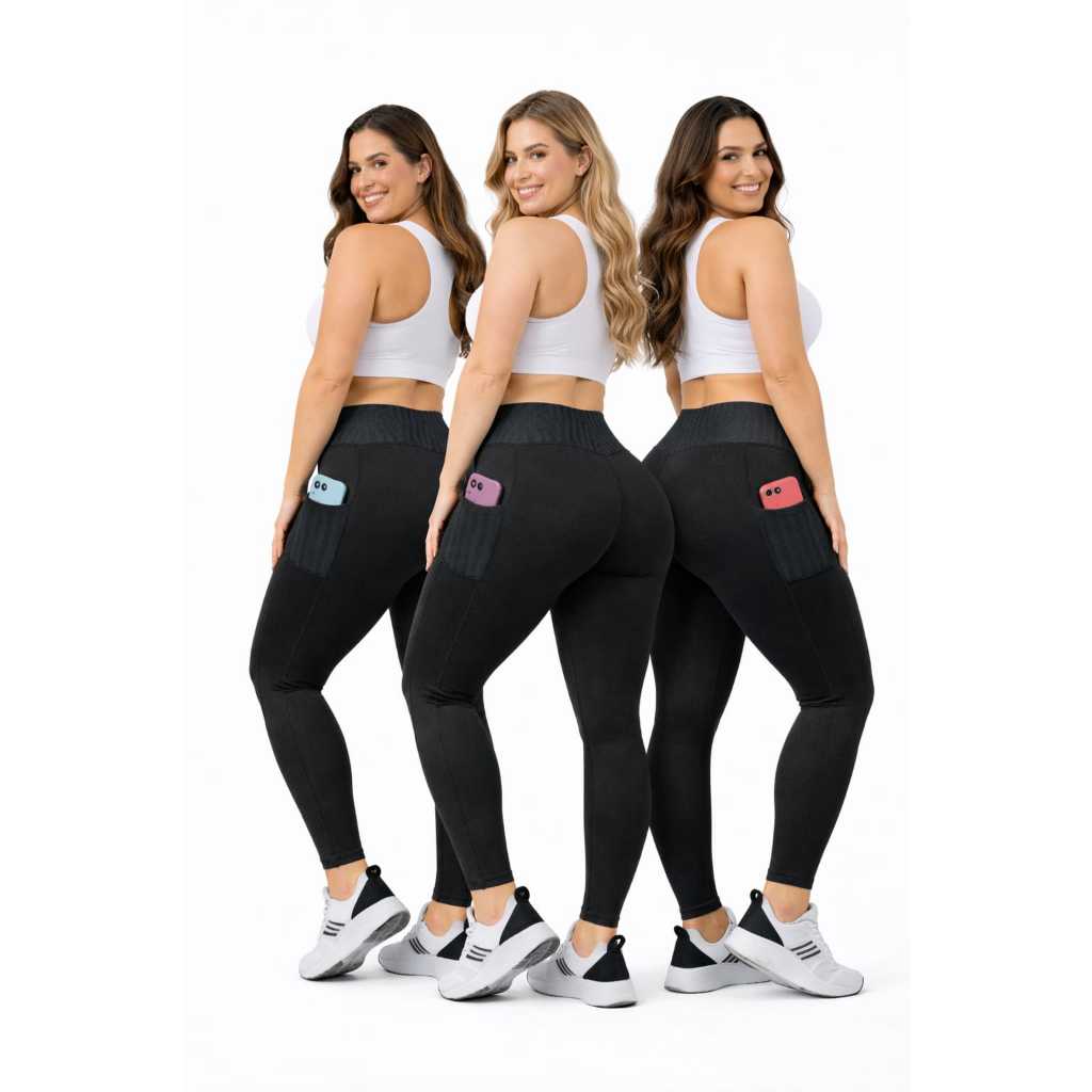 Calça Legging Cintura Alta com Bolso Lateral | Conforto, Modela o Corpo e Não Transparente Academia