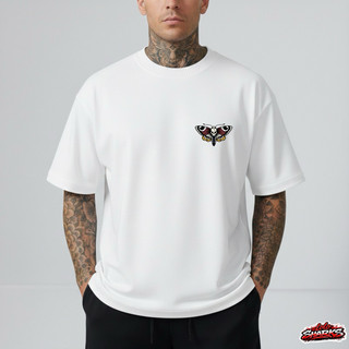 Camiseta oversized masculina Streetwear Premium 100% Algodão estampada frente borboleta inseto