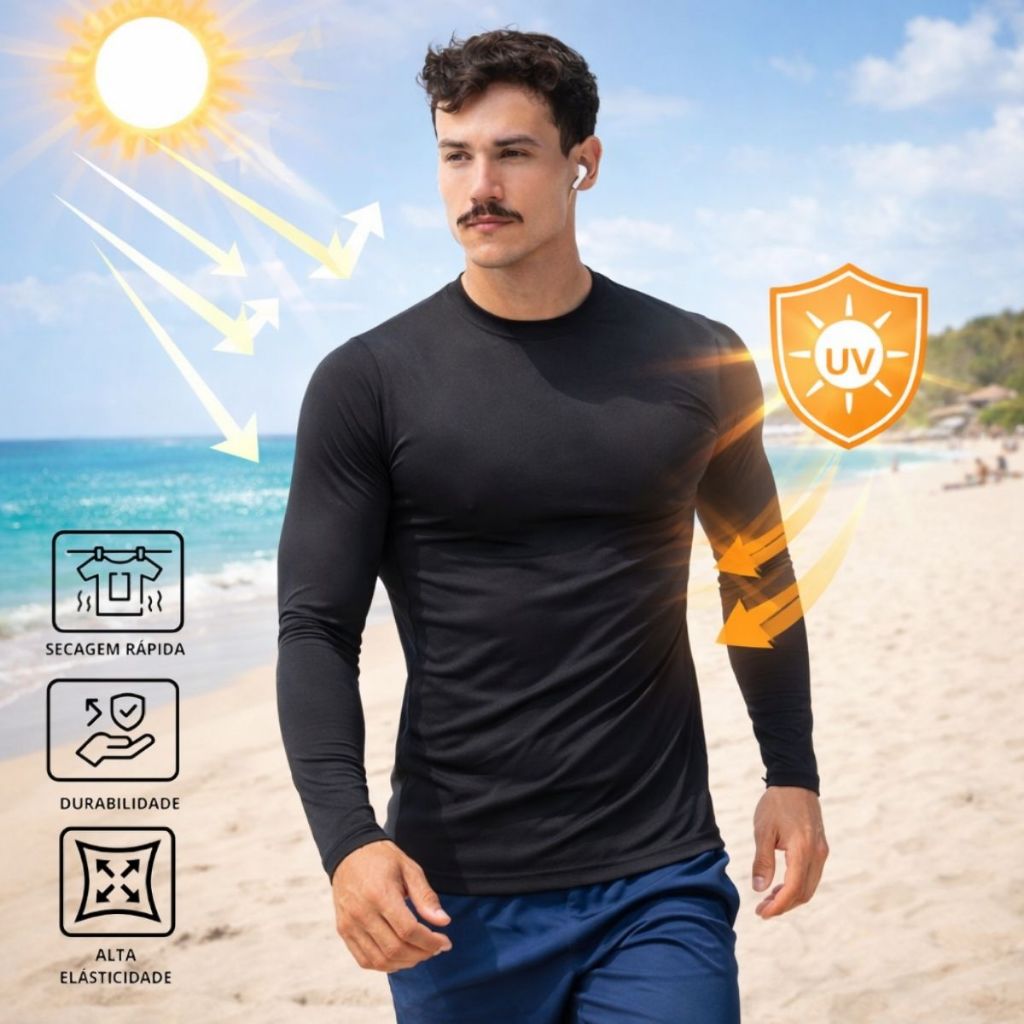Camisas Térmica Proteção Uv 50+ Unissex Segunda Pele Academia Esportes Praia Linha Premium