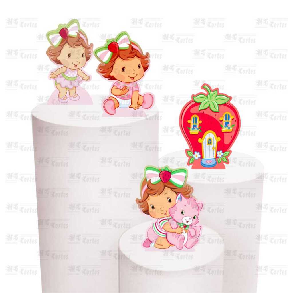 Kit Festa 4 Display de 20cm Totens para Decoração de Festa Moranguinho Baby em MDF Cortado a Laser em Oferta na Shopee