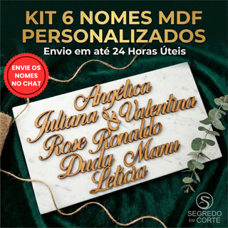 Kit 6 Nomes Personalizados Em Mdf Cru 3cm 4cm 5cm Corte Laser (Podem Ser Diferentes) em Oferta na Shopee