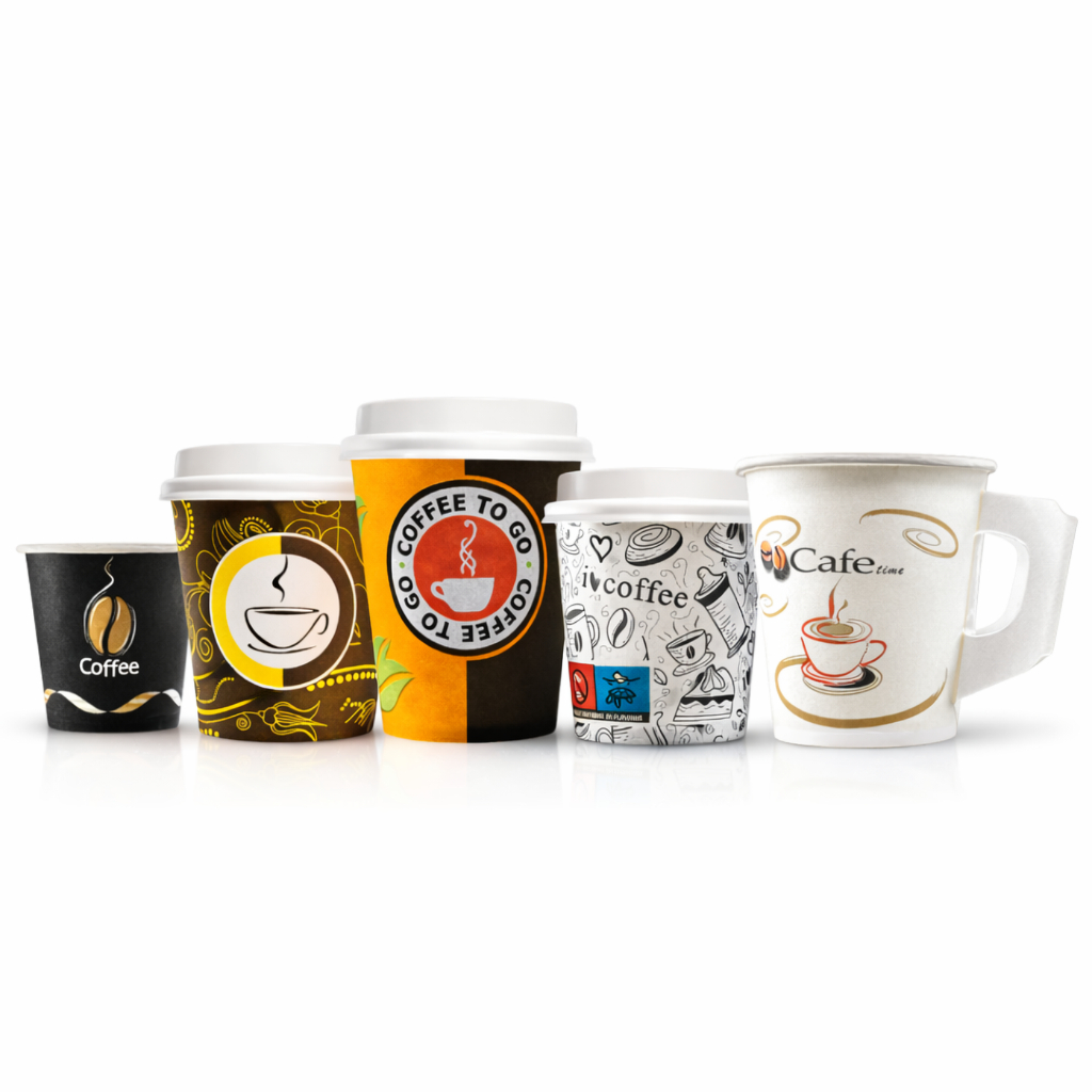 100un Copos de Papel Biodegradável Premium para Chá e Café Impresso C/Tampa Opcional em Oferta na Shopee