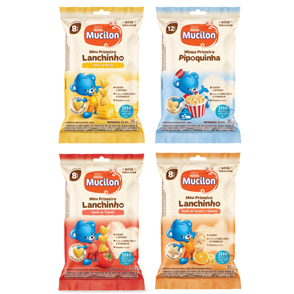 Mucilon Meu Primeiro Lanchinho kit c/04 unidades (Escolha o Sabor) em Oferta na Shopee