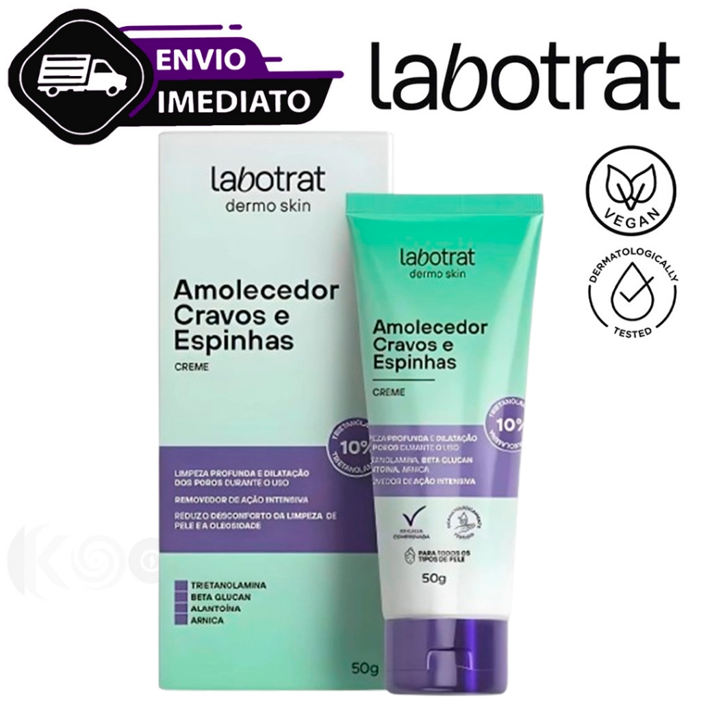 Creme Amolecedor de Cravos e Espinhas Para o Rosto e Corpo Vegano Labotrat 50g Envio Imediato