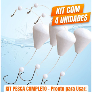 Boia Pão de Pesca 6g Superfície Kit 4un Tamba Pacu Tambacu Pesqueiro Ração EVA Anteninha Chicote Rio