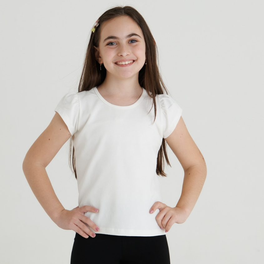 Blusa Infantil de Menina Manga Curta de Cotton Básica Verão Fresquinha 1/2/3/4/6/8/10