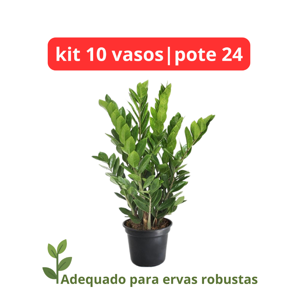 Kit 10 vaso plastico preto nº24 plantas jardim horta flores ervas resistente barato