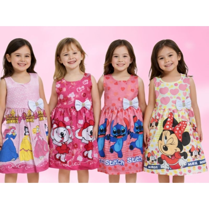 Vestido Infantil Menina Verão Estampado KID 2 VESTIDOS ESTAMPADOS