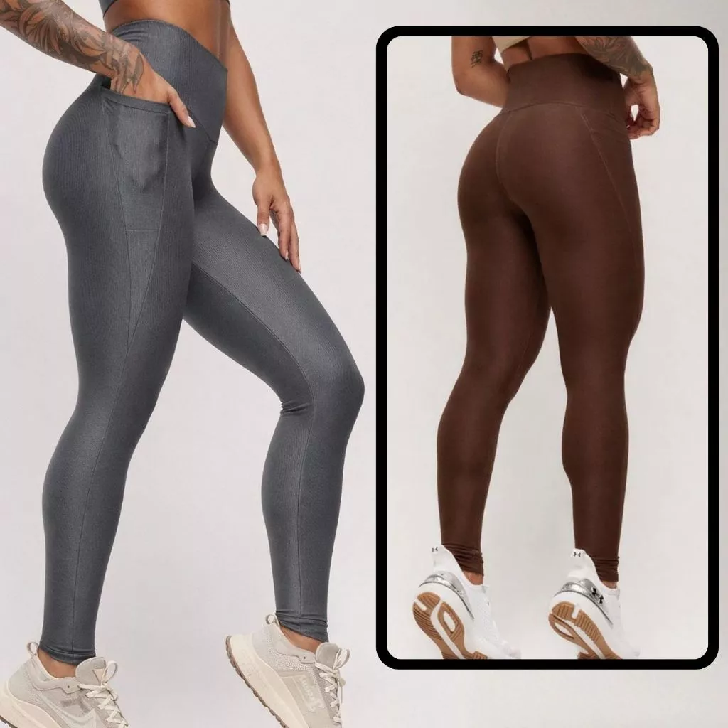 Calças Legging Fitness Academia Poliamida } Feminina Empina Bumbum Pantalona Zero Transparência Fler  Slim Fit Compreção — imagem 1