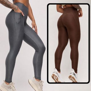 Calças Legging Fitness Academia Poliamida } Feminina Empina Bumbum Pantalona Zero Transparência Fler  Slim Fit Compreção em Oferta na Shopee