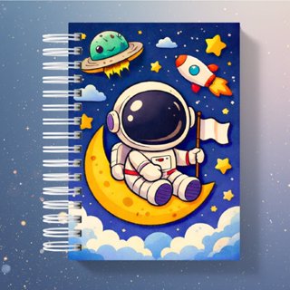 Caderno Infantil Astronauta Fofo | Escolar Personalizado | A4 A5 A6 em Oferta na Shopee