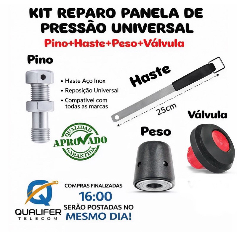 Kit reparo panela de pressão universal-Haste+Peso+Pino + Vávula.