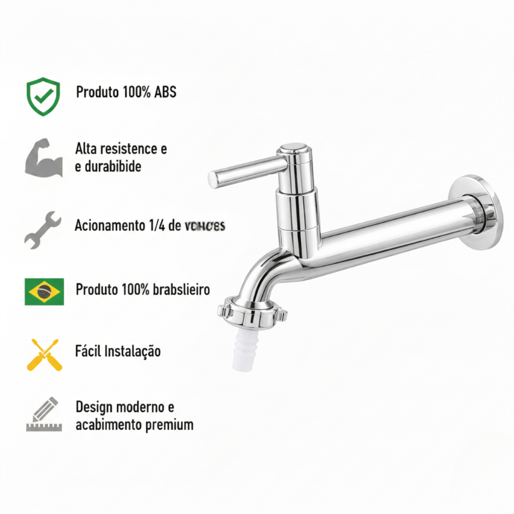 Torneira De Parede Para Tanque Jardim Cormada ou Preta  Abs