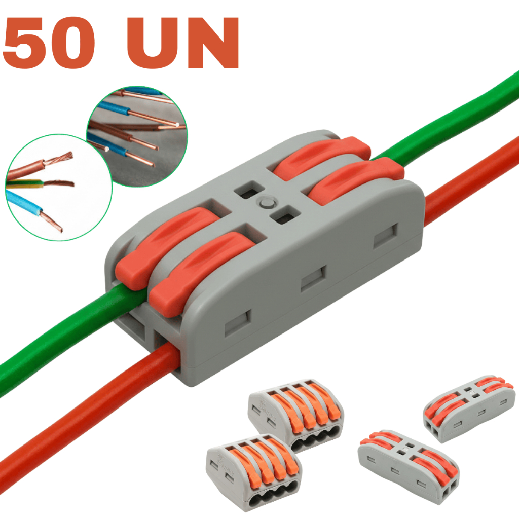 Kit Conector de Emenda Rapida fio elétrico até 4mm Tipo Wago clip 2 Vias, 4 Vias, chuveiro elétrico
