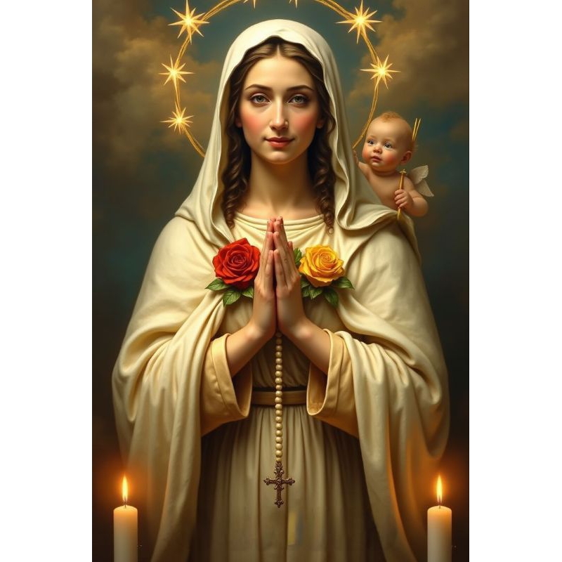 QUADRO DECORATIVO PLACA MDF-NOSSA SENHORA ROSA MÍSTICA