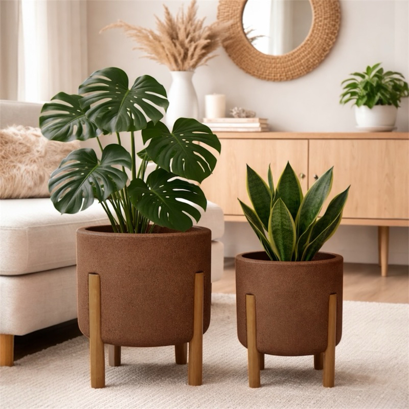 Vaso para Planta com  pé  Mônaco P, M Cilíndrico designer  moderno em Oferta na Shopee