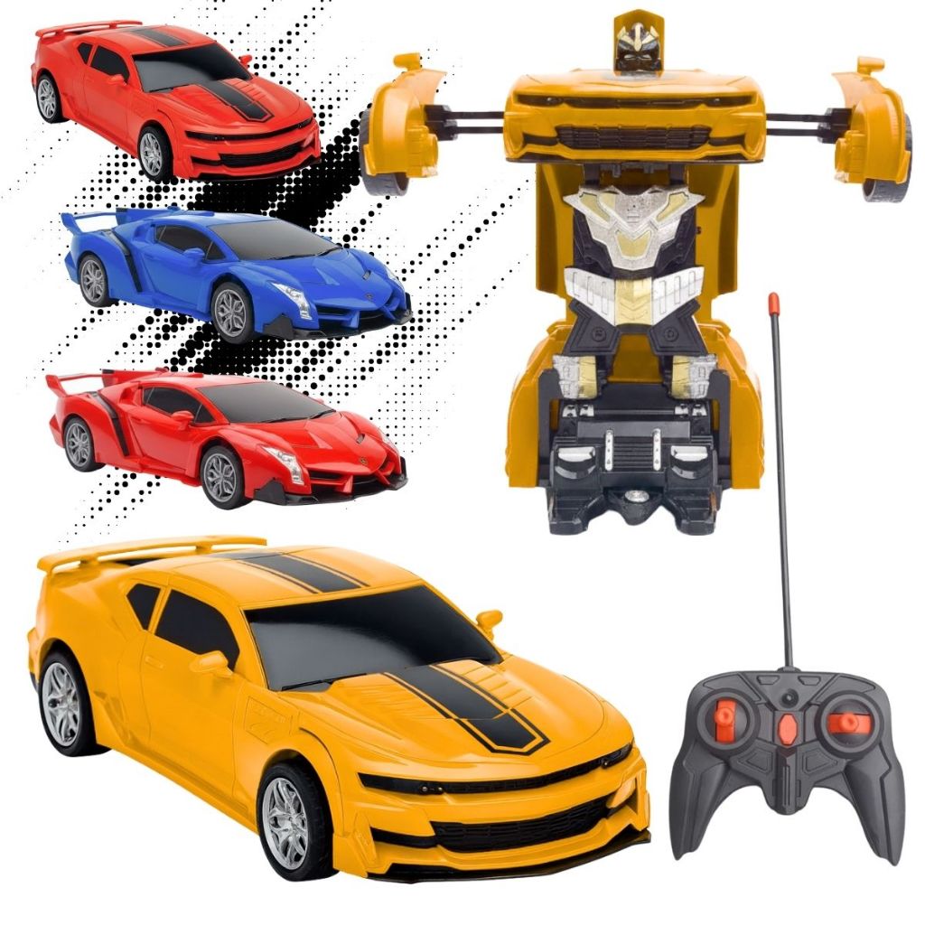 Brinquedo Carrinho de Controle Remoto Transforma Em Robô A Pilha Super Robô Camaro Lamborghini