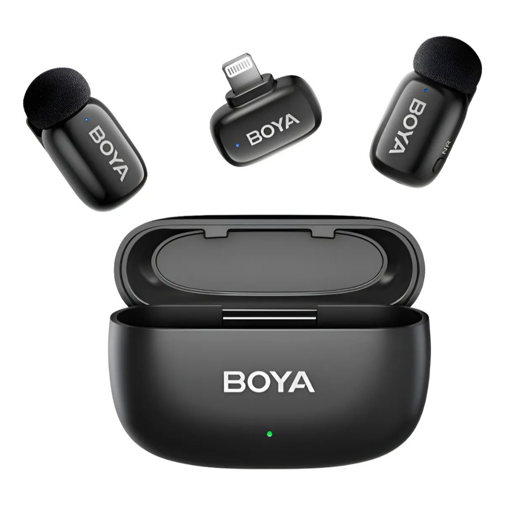 Microfone Sem Fio Boya Boyamini-15 Lapela Iphone Preto Preto