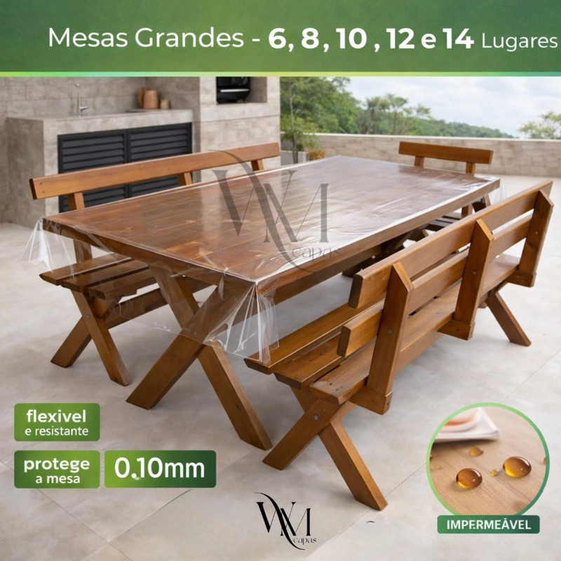 Toalha de Mesa Transparente PVC Premium 0,10mm| Antiderrapante | Anti Mancha | Protege Madeira | Várias Medidas em Oferta na Shopee