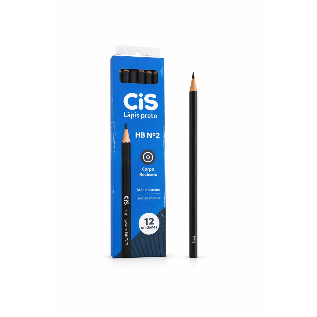 Caixa com 12 Lapis Cis HB n°2 Preto Escolar