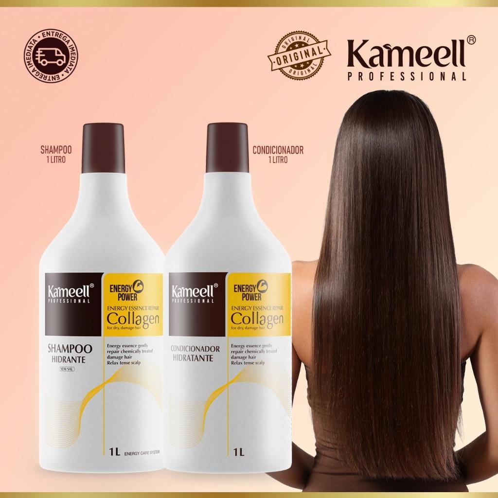 Kit Kameell Collagen 1L Shampoo + Condicionador Profissional – Hidratação Intensa e Brilho Imediato