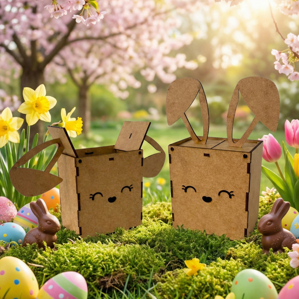Kit 5 10 20 Caixa Páscoa Mdf 17cm Coelho Cesta Para Bombons Doces em Oferta na Shopee