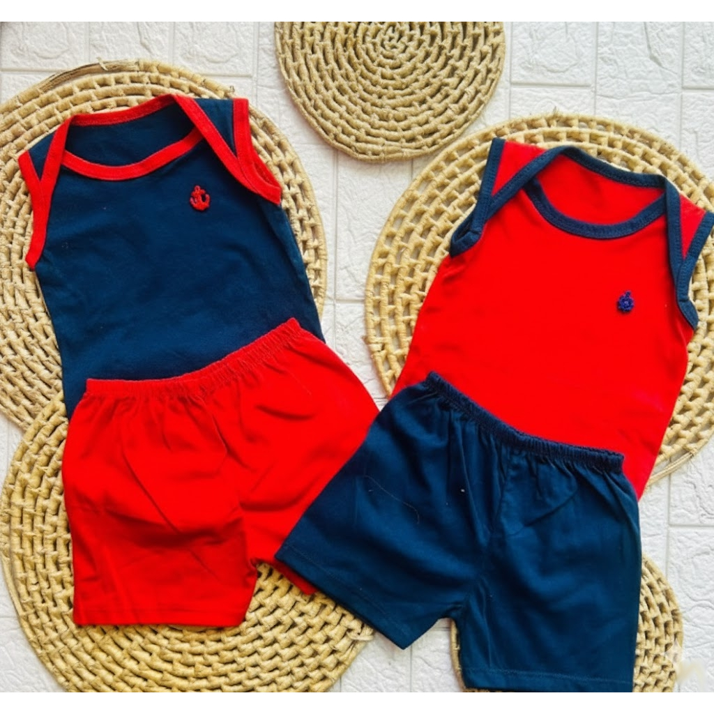 Conjunto Infantil Bebê Menino Marinheiro Regata e Short Enxoval