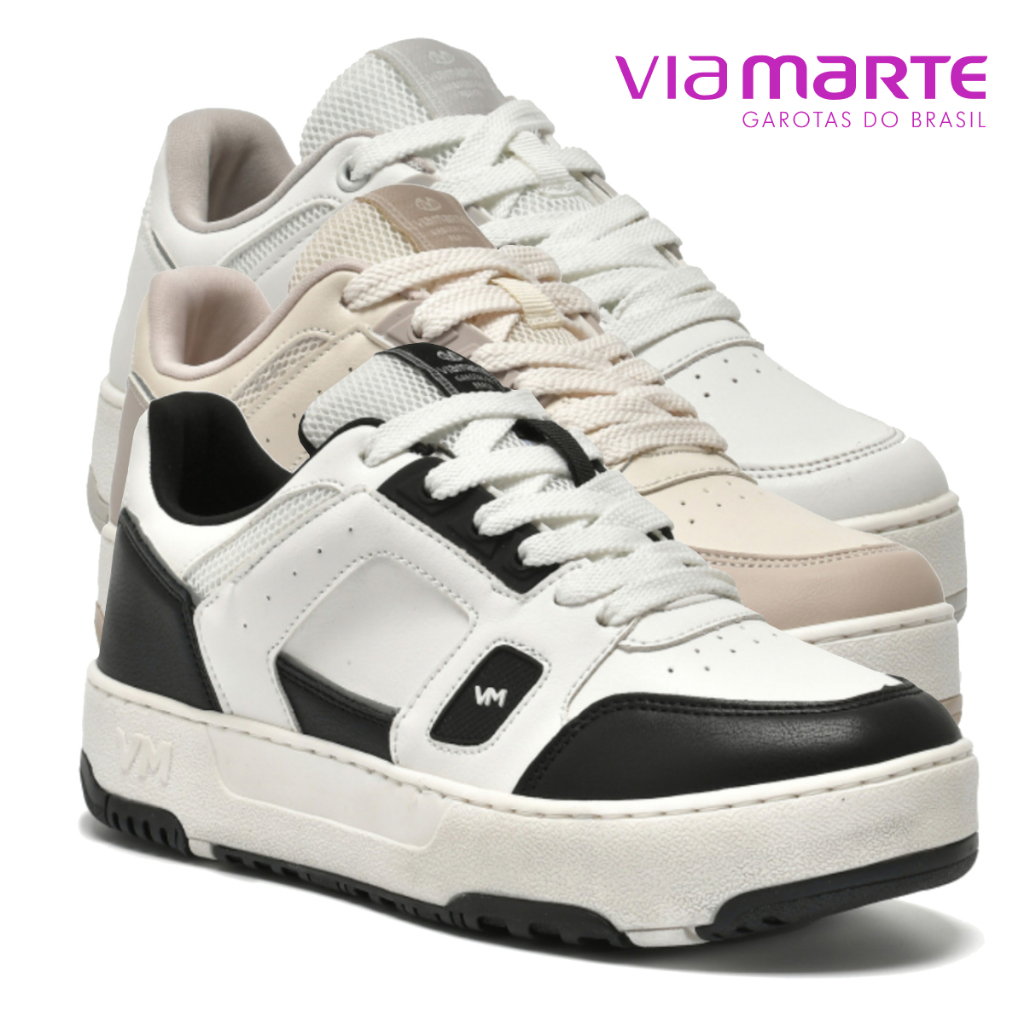 Tênis Via Marte Feminino Casual Plataforma Caixa Baixo Confortável Original Lançamento