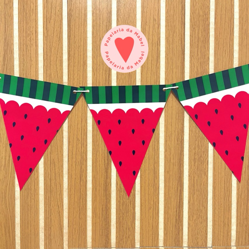 Bandeirola para Festas - MELANCIA - 12 BANDEIRAS - Festa de Aniversário - Bandeirinha Mesversário em Oferta na Shopee