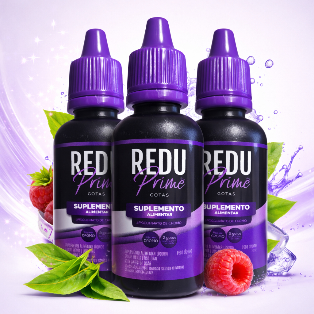 Kit com 3 Picolinato de Cromo em Gotas Sabor Menta 30ml Marca Reduprime - 3 Unidades
