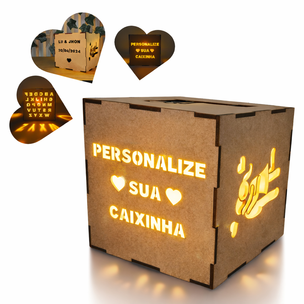 Caixa Luminária Personalizada Led Mdf Frase Casal Casamento em Oferta na Shopee