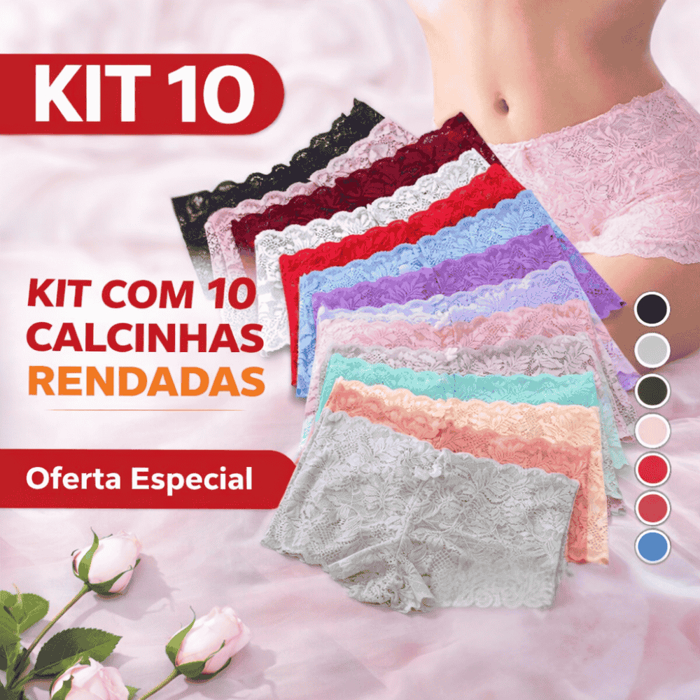 Kit 10 Caleçon Shortinho de Renda Calesson Forro 100% Algodão Calesson