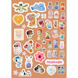Kit 44 Adesivos Scrapbook e Journal fofos– Impressos em Papel Adesivo para Journal, Aesthetic e Scrapbook