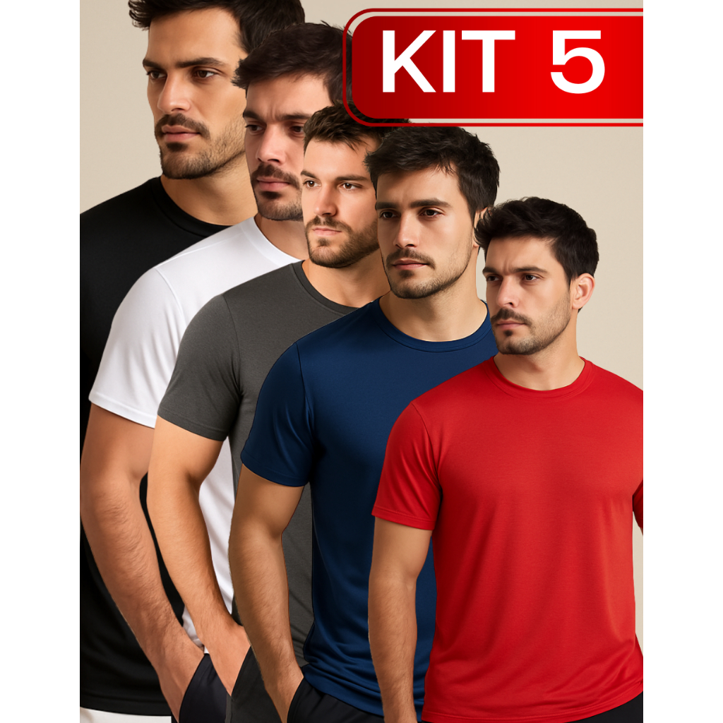 Kit 5 Camisetas Dry Fit Masculina Lisas Treino Academia Corrida Fitness Básica Casual Premium em Oferta na Shopee