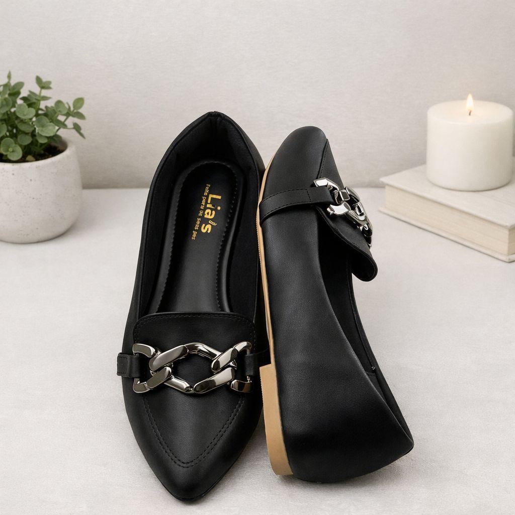 Sapatilha Feminina Mocassim Bico Fino Com Detalhes Em Metal Napa 34 ao 39