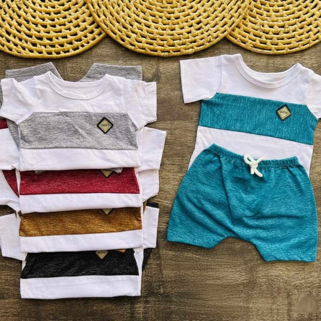 Conjunto Bebê Menino Passeio Camiseta Short Confortavel Estiloso