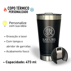 Copo Térmico Personalizado 473ml – Com Tampa e Abridor